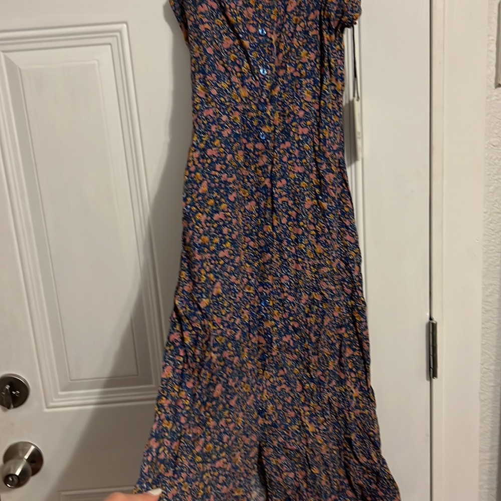 Rollas Midsummer Coast Blue Floral Print Button-Up Midi Dress - Picture 10 of 10